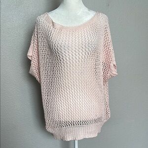 Wide Neck Large Weave Sweater Pink *estimated size large